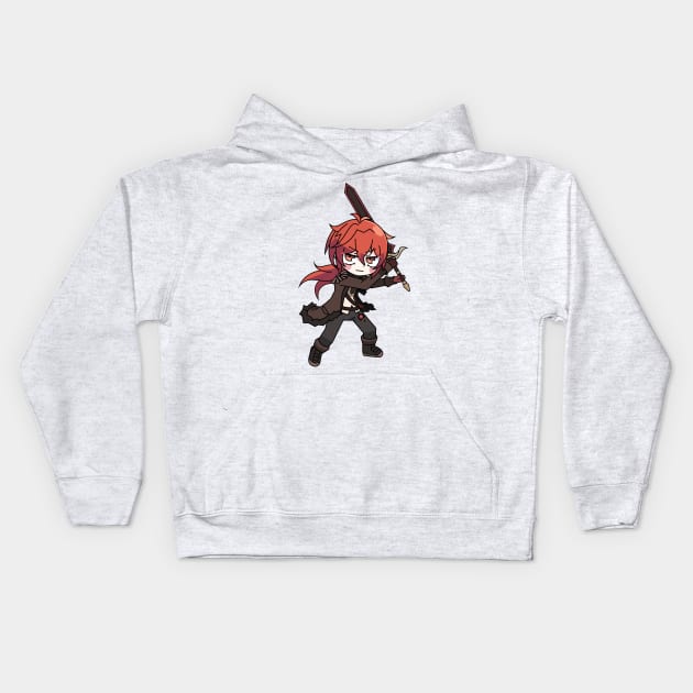 Genshin impact Chibi Diluc Ragnvindr Kids Hoodie by AwHM17